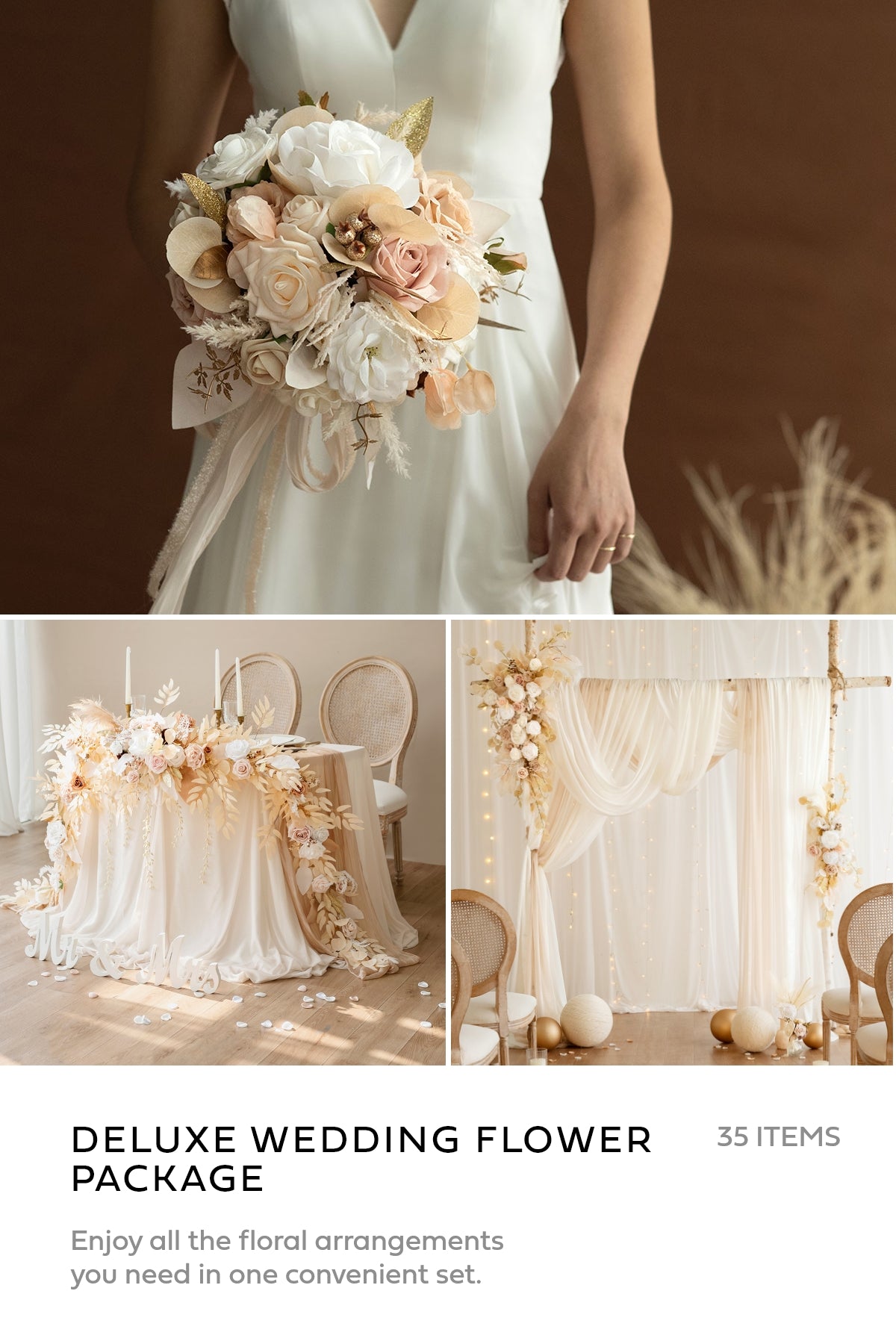 Pre-Arranged Wedding Flower Packages in White & Beige