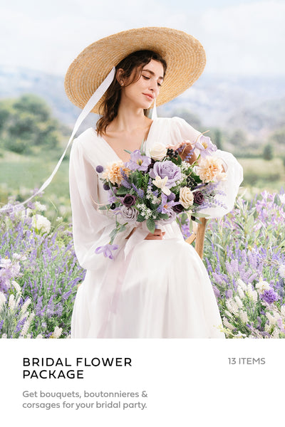 Pre-Arranged Wedding Flower Packages in French Lavender & Plum