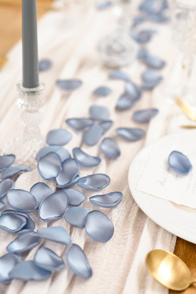 Silk Rose Petals in Blue Shades