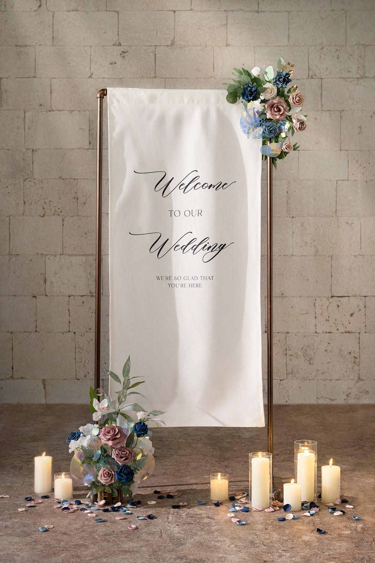 Flash Sale | Sign Flower Swag & Free-Standing Flowers in Dusty Rose & Navy