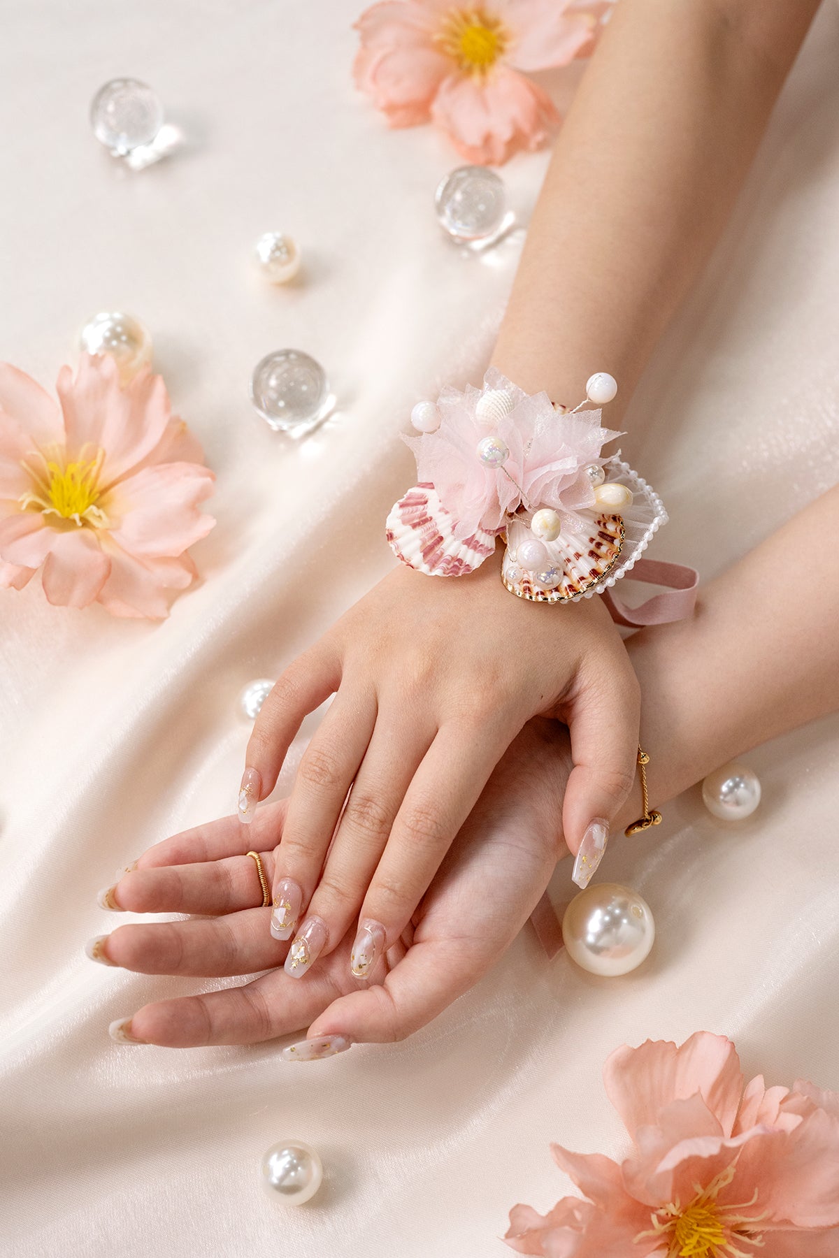 Flash Sale | Wrist Corsages in Glowing Blush & Pearl | Clearance