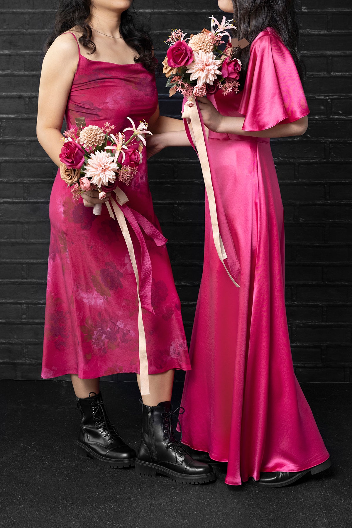 Free-Form Bridesmaid Bouquets in Valentine Magenta