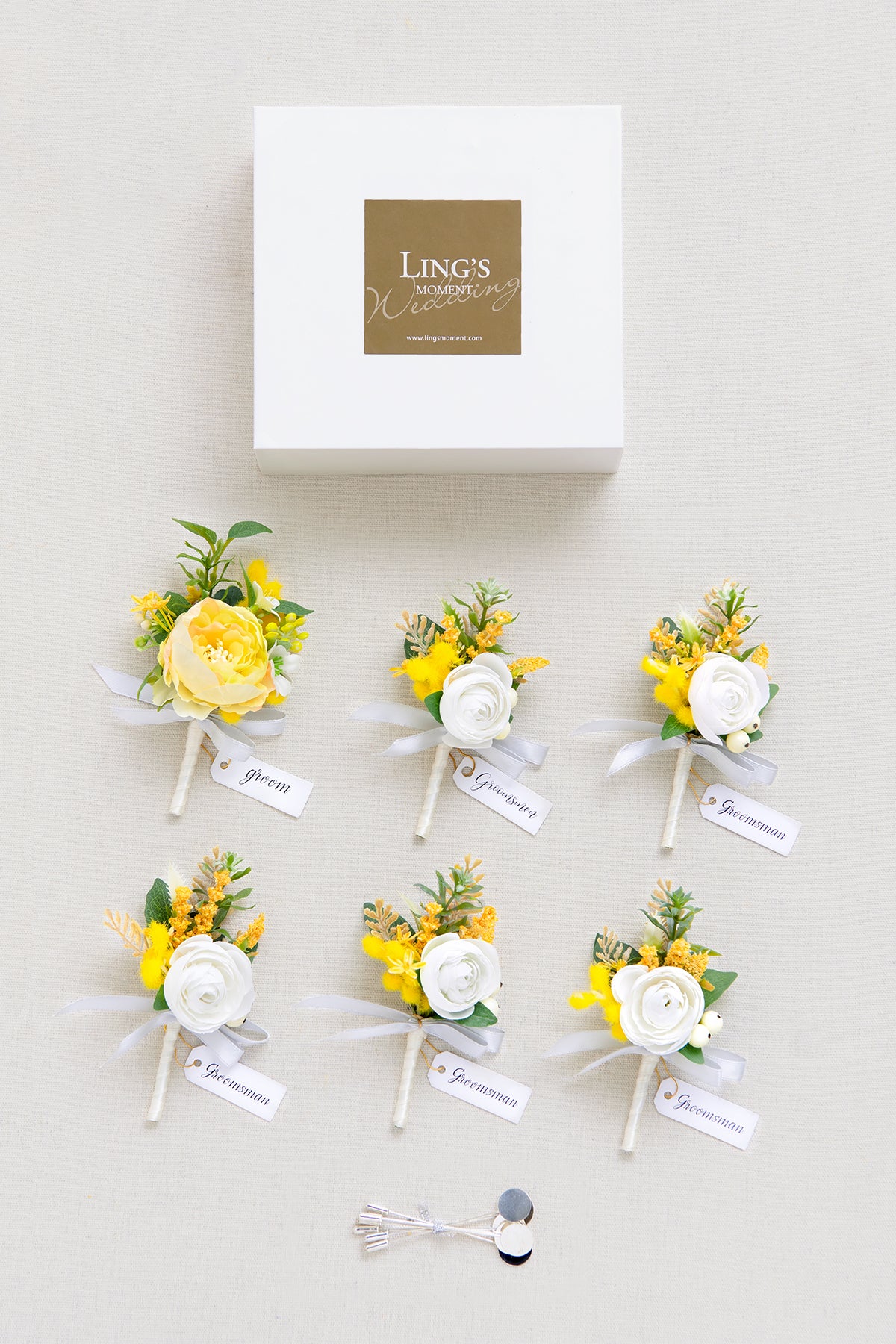 Boutonnieres in Lemonade Yellow