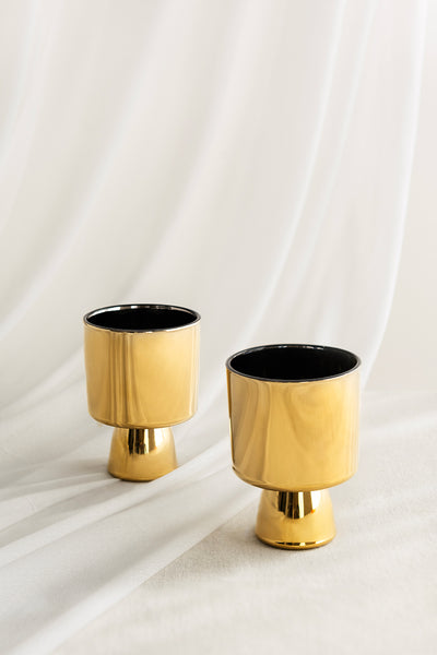 Flash Sale | High Footed Ceramic Vase in Gold