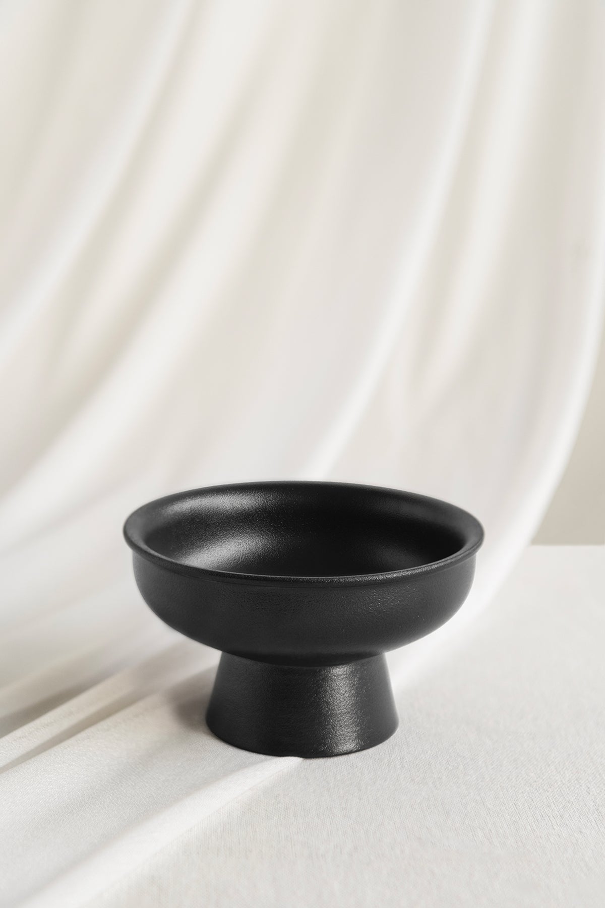 Ceramic Compote Vase in Black