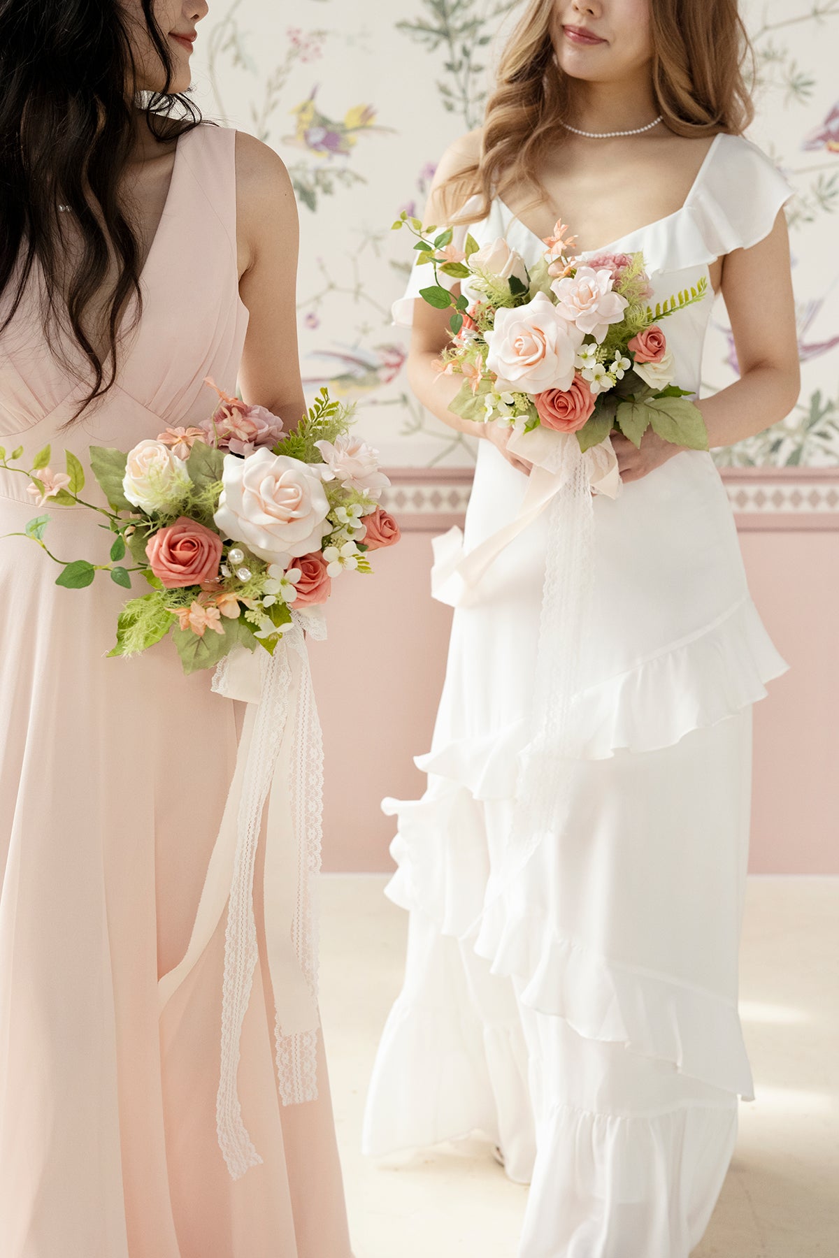 Free-Form Bridesmaid Bouquets in Garden Blush