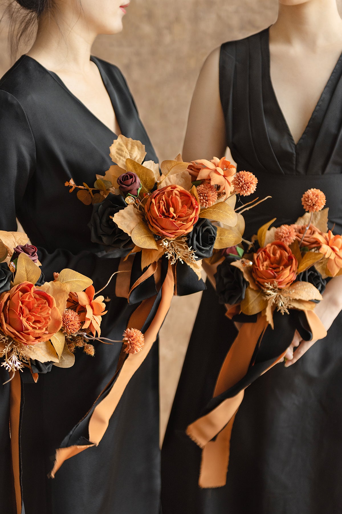 Flash Sale | Bridesmaid Posy in Black & Pumpkin Orange | Clearance