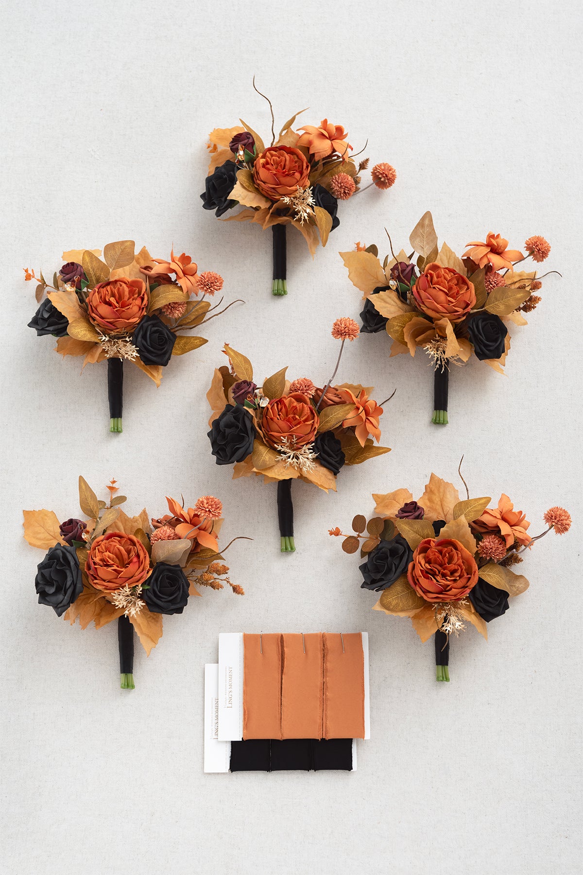 Flash Sale | Bridesmaid Posy in Black & Pumpkin Orange | Clearance