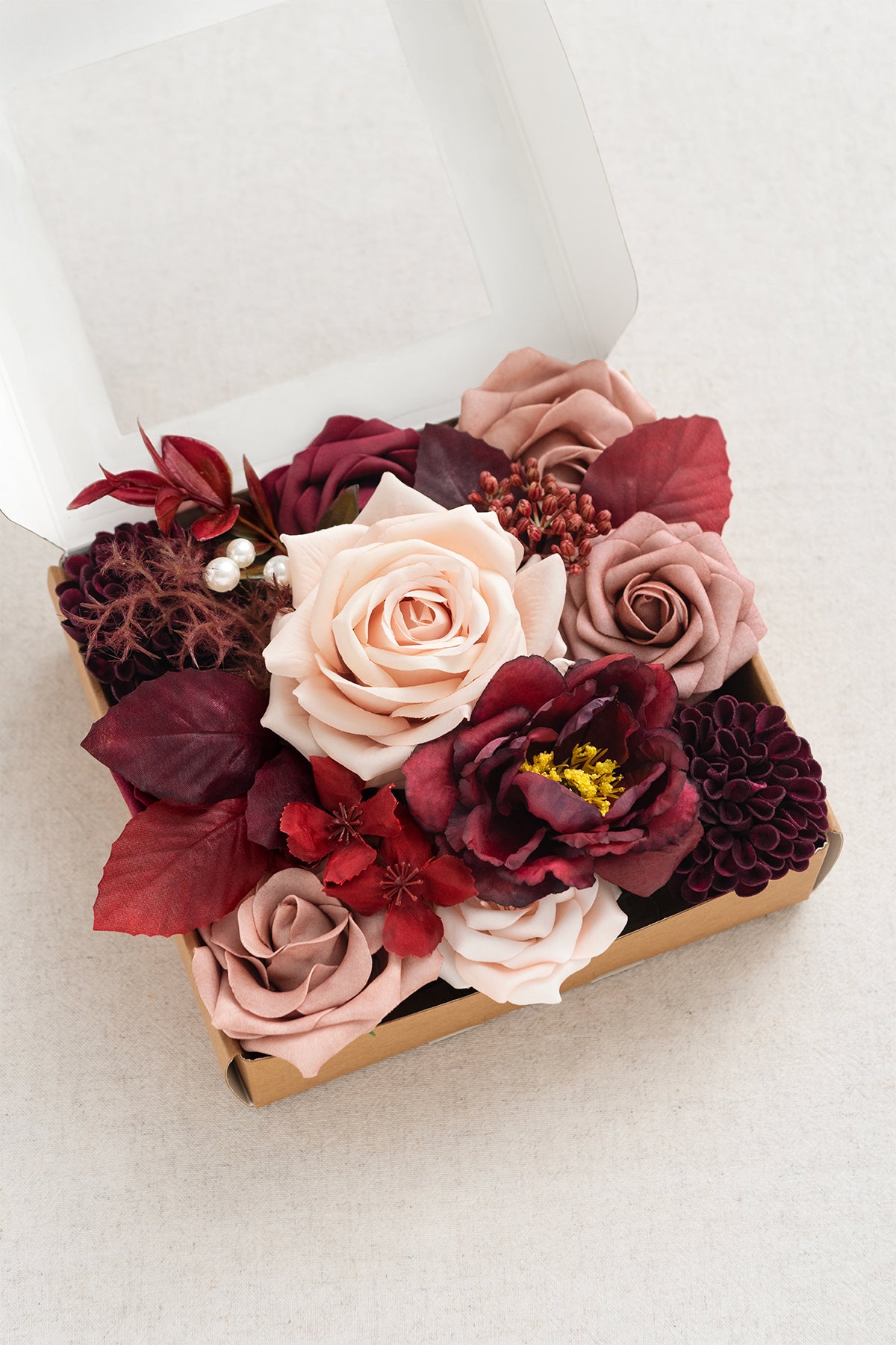 Sample Box in Burgundy & Dusty Rose