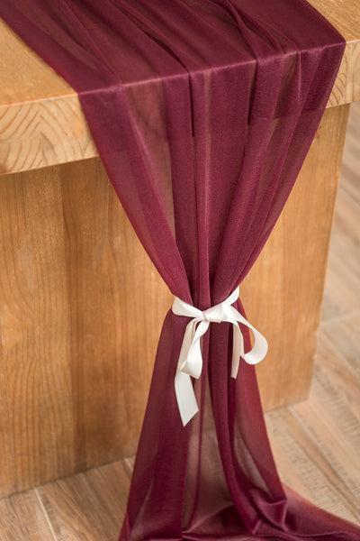 Table Linens in Burgundy & Dusty rose