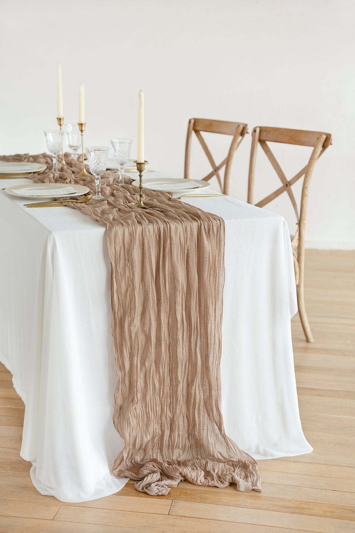 Rustic Gauze Cheesecloth Table Runner 30" w x 10ft/12ft/14ft - 5 colors