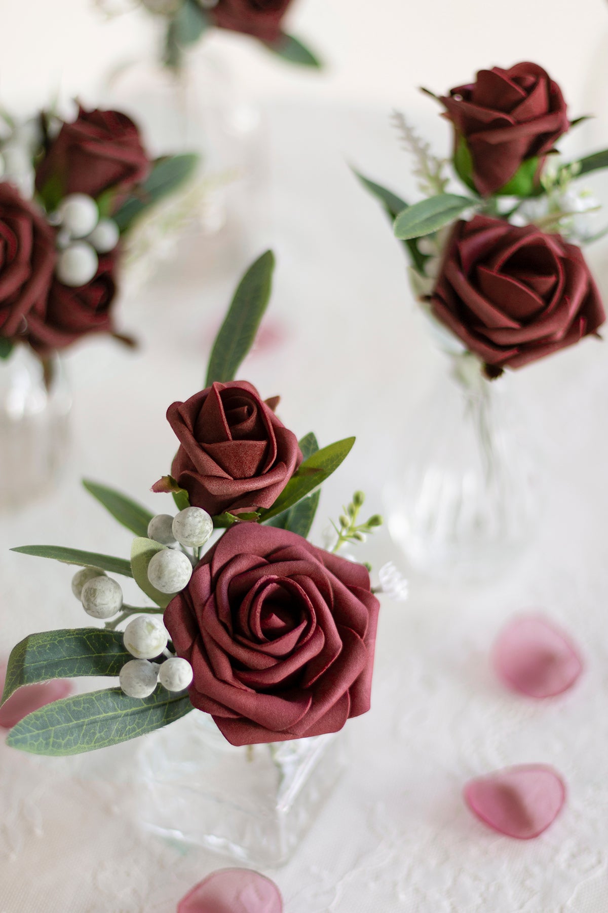 DIY Supporting Flower Boxes in Burgundy & Navy