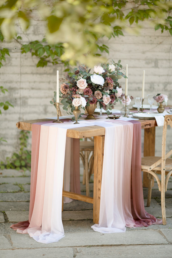 Wedding Pink Pearl Mesh Table Runner 10FT Sheer Voile Dining Table