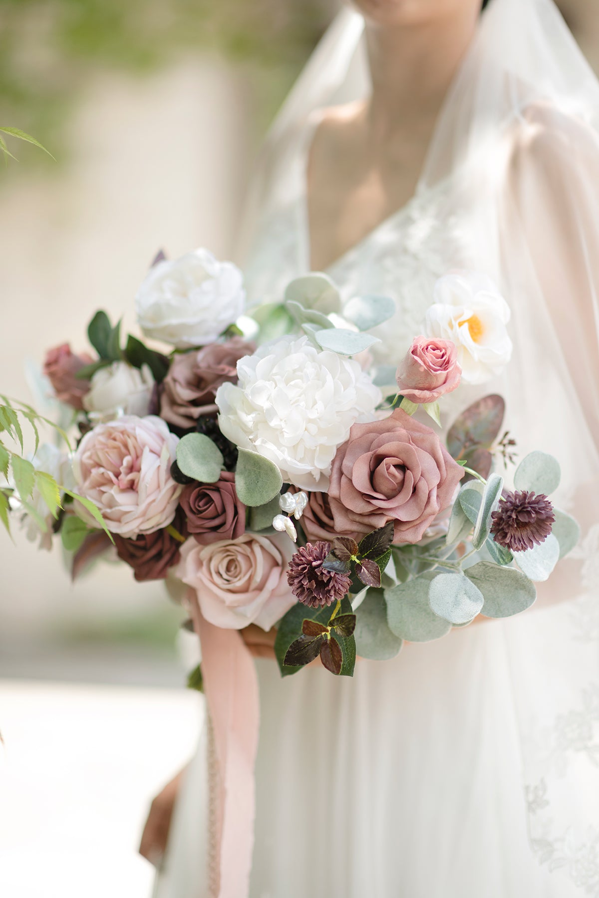 Mauve Dusty Rose Faux Foam Bridal Wedding Bouquet Accessories