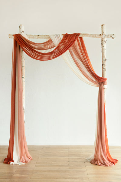 Sheer Wedding Arch Draping 30"w x 6.5 Yards -  Sunset Terracotta