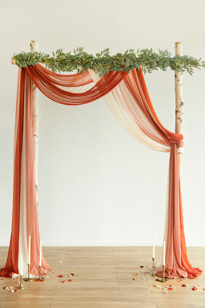 Sheer Wedding Arch Draping 30"w x 6.5 Yards -  Sunset Terracotta