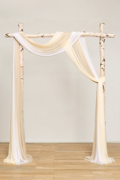 Sheer Wedding Arch Draping in Champagne Christmas