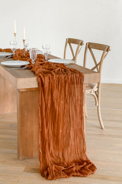 Rustic Gauze Cheesecloth Table Runner 30" w x 10ft/12ft/14ft - 5 colors