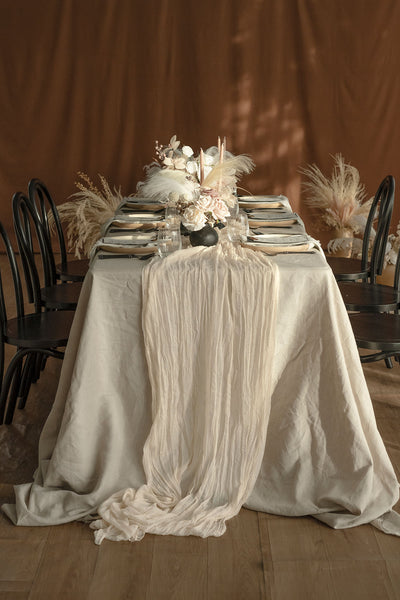 Cheesecloth Table Runner in Ivory