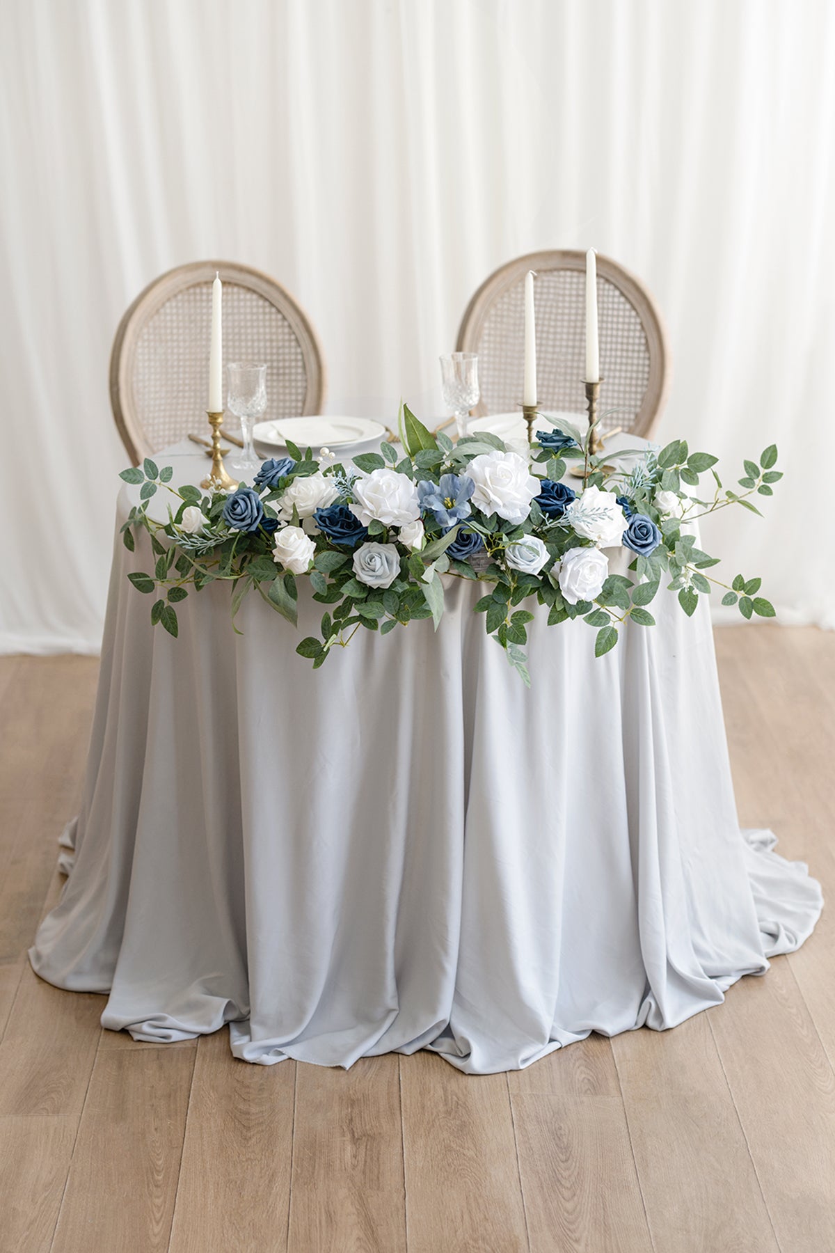 Head Table Floral Swags in Dusty Blue & Navy | Clearance