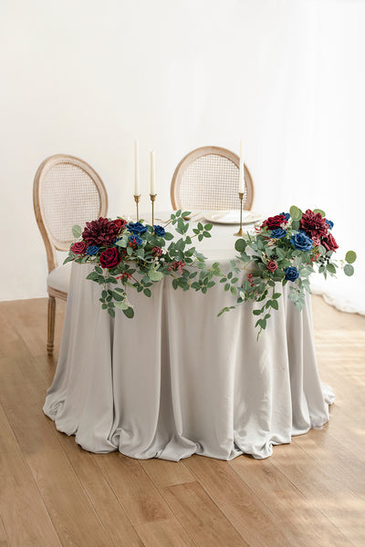 Head Table Floral Swags in Burgundy & Navy | Clearance