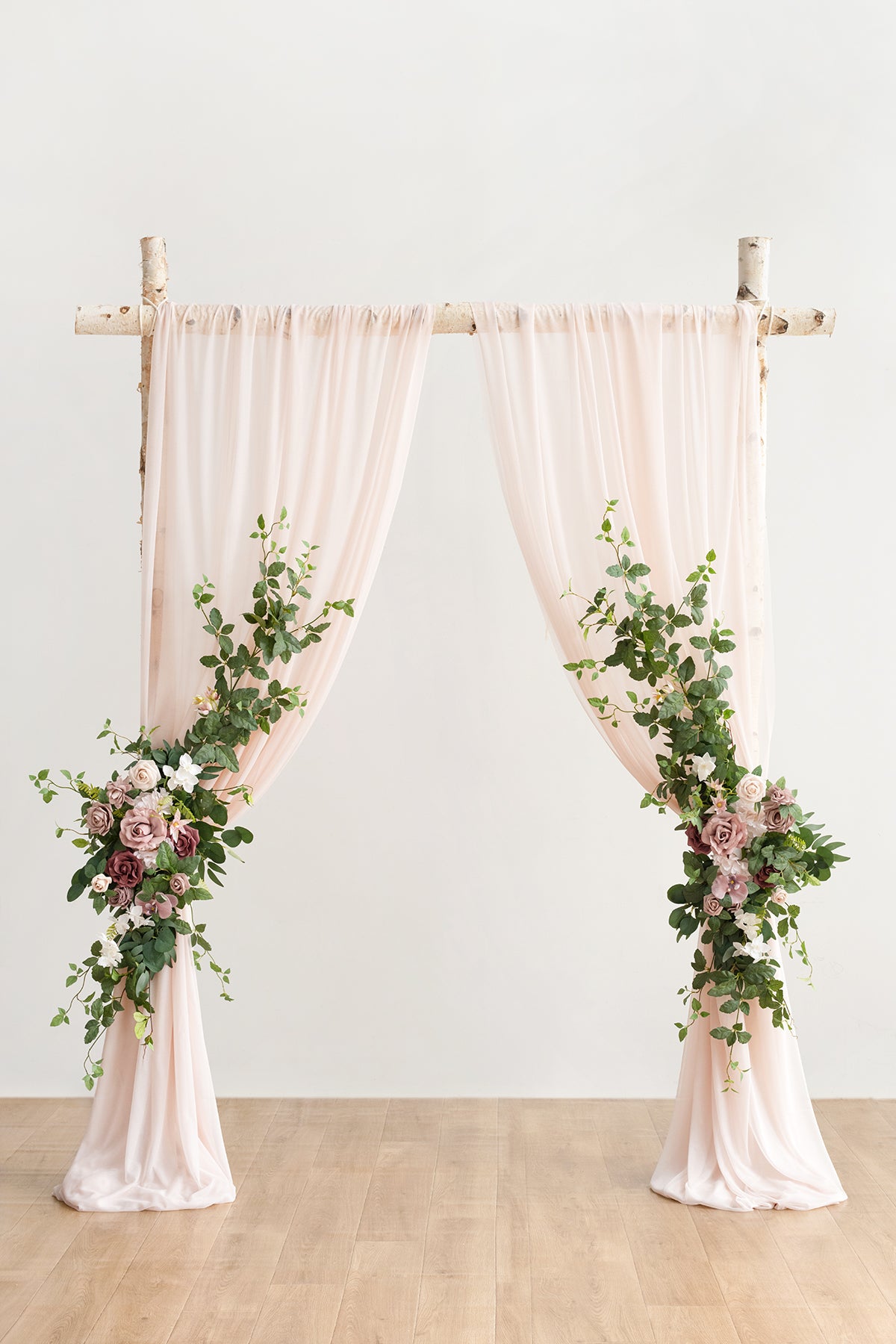 Flower Arch Decor with Drapes in Dusty Rose & Mauve