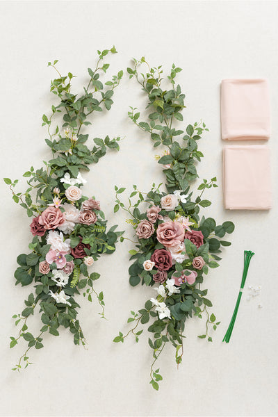 Flower Arch Decor with Drapes in Dusty Rose & Mauve | Clearance