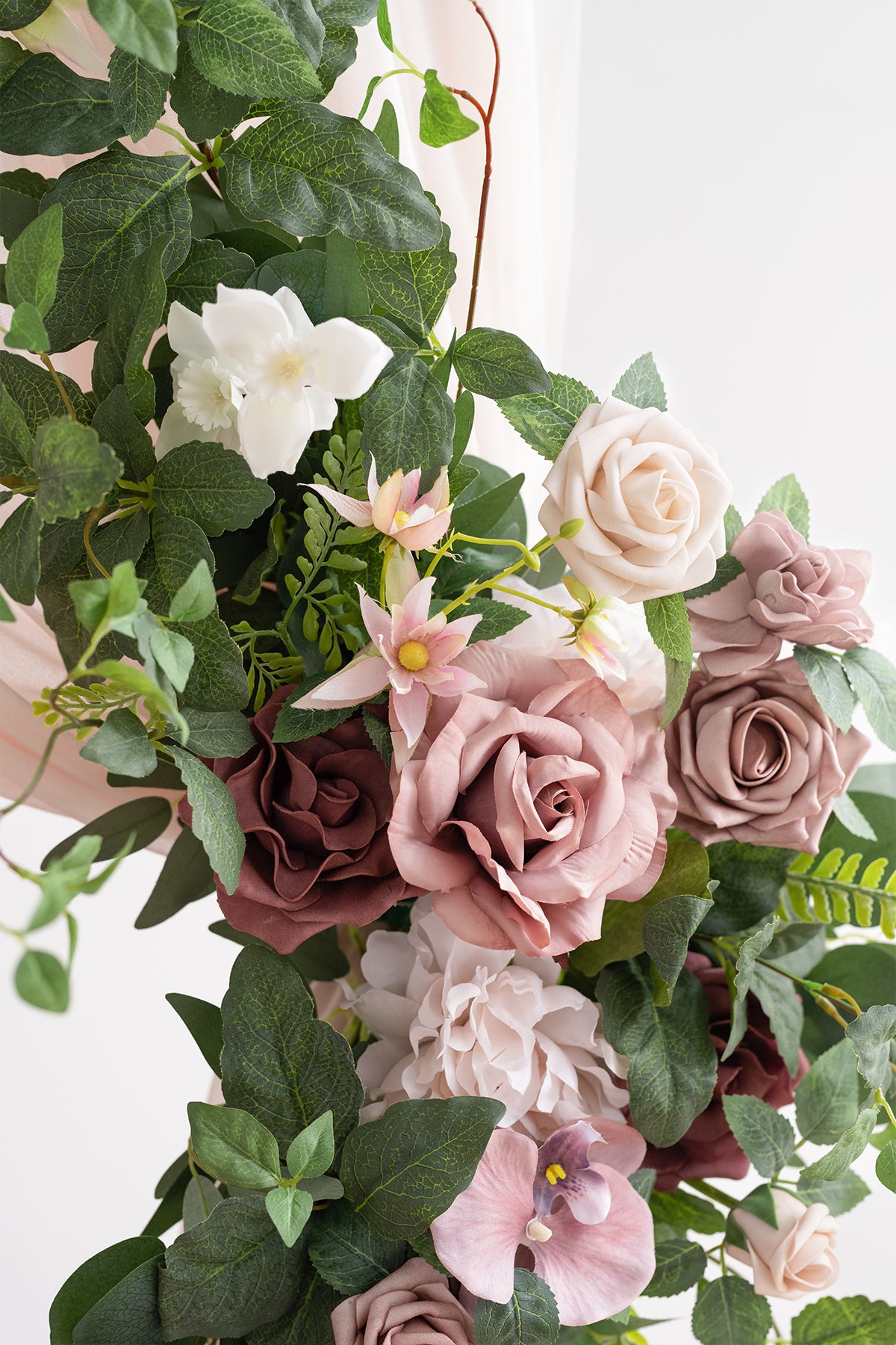 Flower Arch Decor with Drapes in Dusty Rose & Mauve