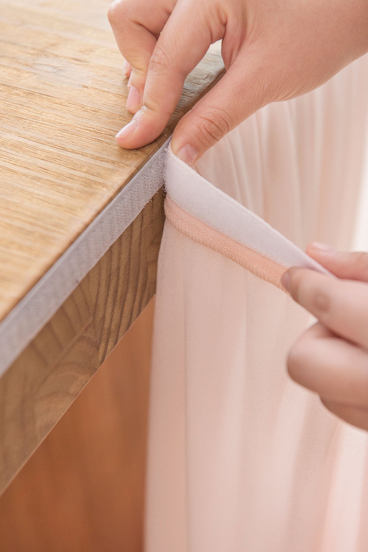 Extra Long Pooling Table Skirt in Blush & White