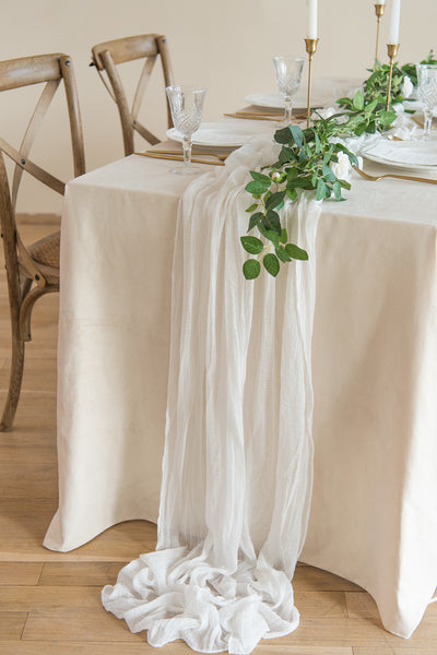 Rustic Gauze Cheesecloth Table Runner 30" w x 10ft/12ft/14ft - 5 colors