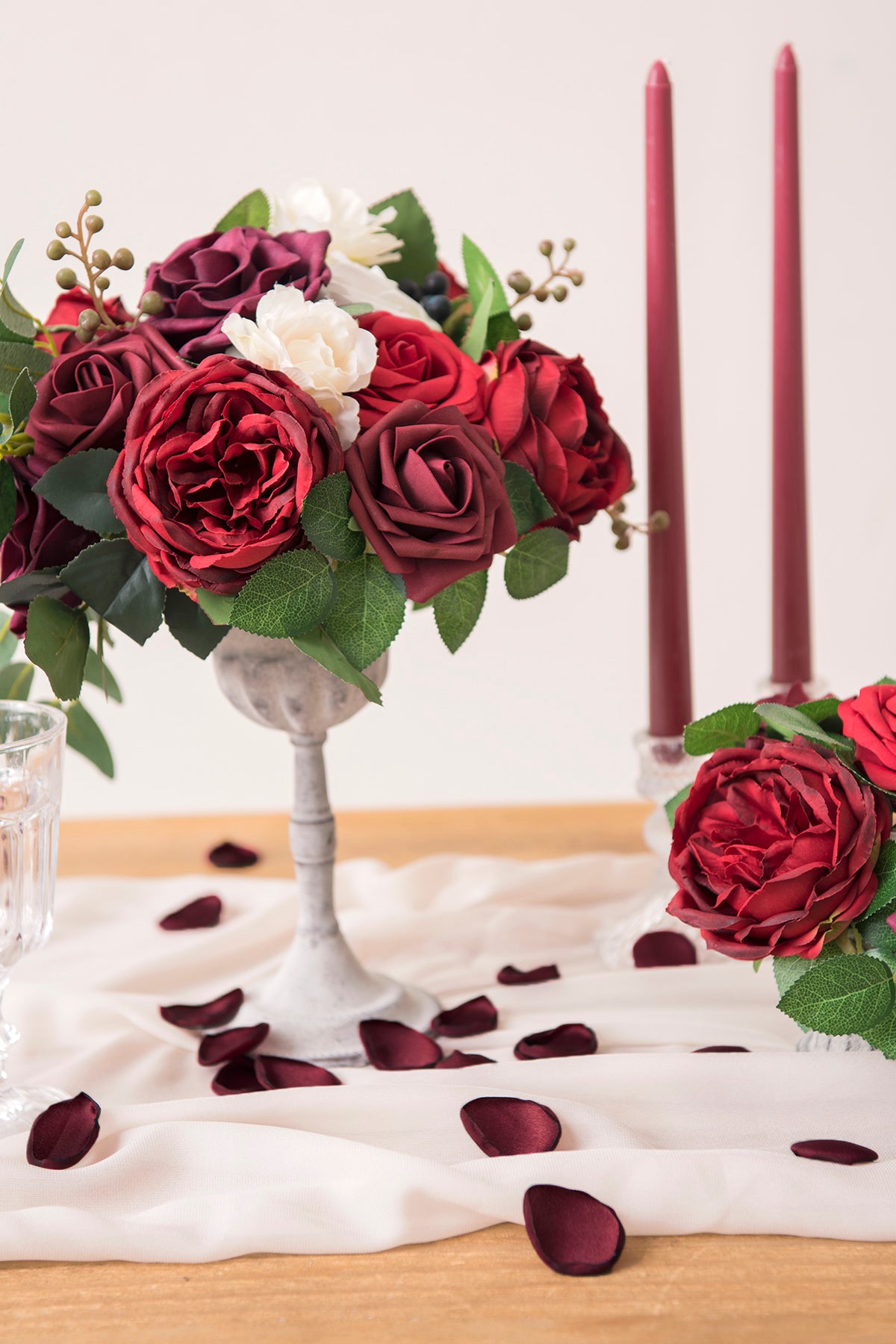 Red Silk Rose Petals - Wedding Centerpiece