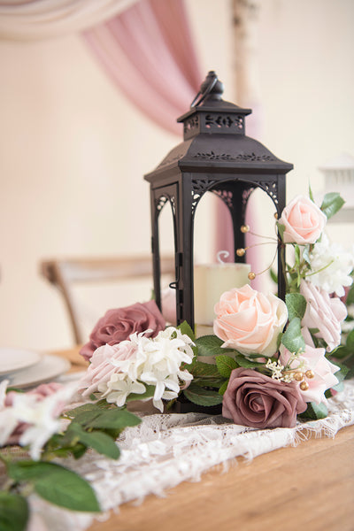 Lantern Floral Arrangements in Dusty Rose & Cream